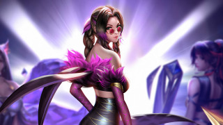 Purple feathered woman purple dress - tail free wallpaper