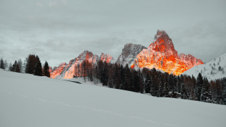 Mountain fire forest clouds landscape - land art free wallpaper