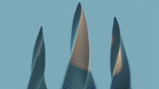 Three tall buildings wavy lines - wavy free wallpaper for desktop