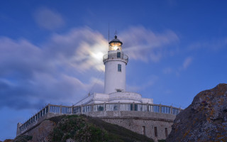 Lighthouse hill fullmoon clouds tiltshift - arthur b. carles free wallpaper for desktop