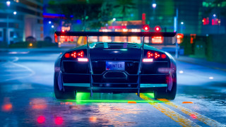 Night driving futuristic city lights - the tail free wallpaper