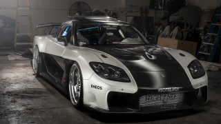 White black sports car garage 4 - a foggy background free wallpaper