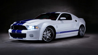 White blue mustang dark room 2 - a spotlight free wallpaper for desktop