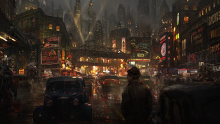 Neon rainy cityscape dieselpunk tokyo - craig mullins free wallpaper