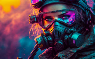 Woman gasmask goggles camera cyberpunk - cyberpunk style free wallpaper