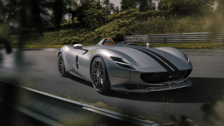 Silver sports car forest road 2 - matte free wallpaper