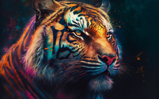 Tiger colorful background psychedelic embers - a tiger free wallpaper for desktop