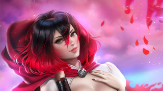 Red haired woman purple sky - a red scarf free wallpaper