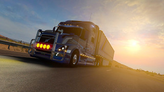 Semi truck highway sunset sun - the sun behind free wallpaper