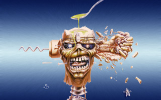 Creepy head spoon food spook - metal free wallpaper