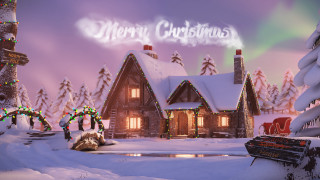 Christmas house boat snow urban - a christmas scene free wallpaper