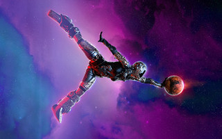Astronaut red ball purple blue - a red ball free wallpaper