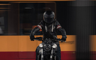 Man motorcycle train city panfuturism - christian hilfgott brand free wallpaper