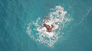 Ocean floating boat people aerial - a small boat free wallpaper for desktop