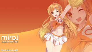 Anime girls yellow red background - a red background behind them free wallpaper