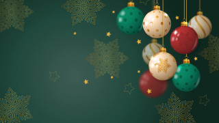 Green christmas ornaments snowflakes moon - dark background free wallpaper for desktop