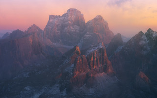 Mountain range pink sky castle - romanesque free wallpaper