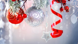 Christmas tree ornaments ribbon star - ornamental free wallpaper