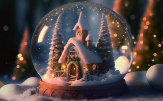 Snow globe christmas lights city - free winter wallpaper