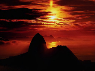 Sunset large rock orange sky - christo free wallpaper