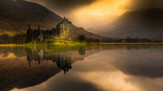 Castle lake mountains clouds reflection - david paton free wallpaper