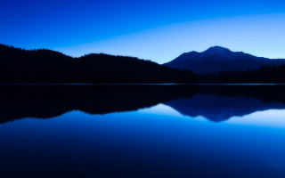 Mountain reflection lake dusk blue - dusk free wallpaper