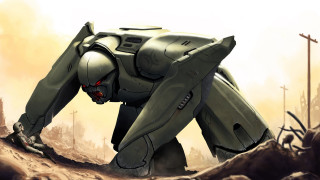 Futuristic robot desert mecha red - barren free wallpaper