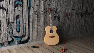 Guitar flower graffiti 3d render - unreal engine 5 free wallpaper