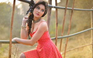 Red dress fence bow polkadot - an oil free wallpaper