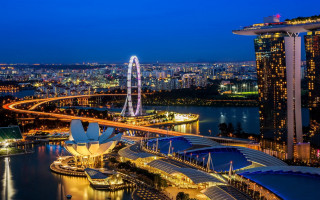 Tokyo cityscape ferriswheel bridge night - the building free wallpaper