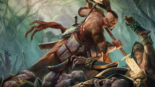 Man riding horse forest demon - a painting of a man riding free wallpaper