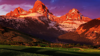 Mountain range fence field autumn - in the foreground free wallpaper