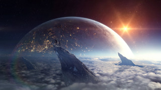 Space station ship planet sun - a spaceship free wallpaper