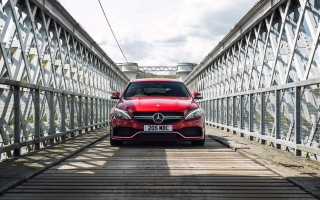 Red car bridge sky metal - the side of the bridge free wallpaper