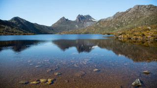 Lake mountains rocks water sky - a few rock free wallpaper for desktop