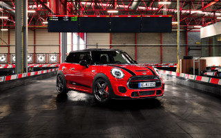 Red mini cooper garage striped - sign free wallpaper