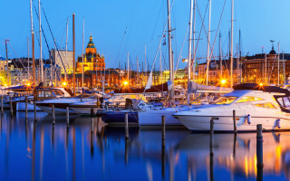 Harbor boats city clock tower - a harbor free wallpaper