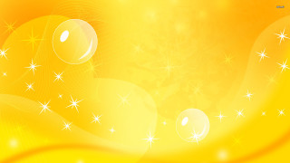 Yellow background stars bubbles green - abstract art free wallpaper