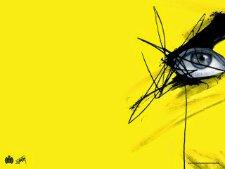 Woman face yellow background black - a black eye free wallpaper