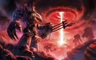 Giant robot weapon redmoon glowing - warhammer free wallpaper