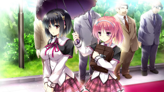 Anime girls umbrella park school - a couple of anime girls free wallpaper