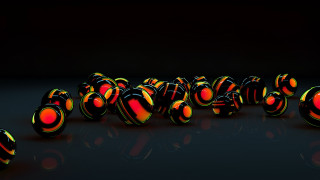 Colorful balls reflections dark room - generative free wallpaper
