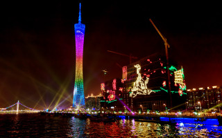 Tall building colorful light city - cui bai free wallpaper for desktop