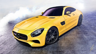 Yellow sports car smoke hood - a yellow sports car free wallpaper
