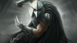 Man helmet cape knives sword 2 - his hand and a sword free wallpaper