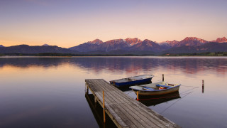 Boats dock mountains sunset landscape - a couple of boats free wallpaper