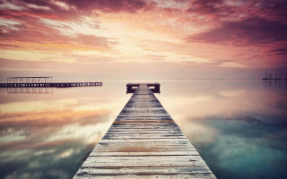 Pier sunset dock boat ocean - tranquil free wallpaper