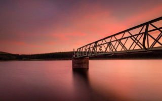 Bridge water sunset pink horizon - alexander johnston free wallpaper for desktop