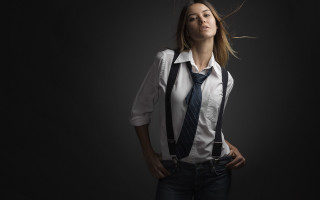 Woman tie suspenders portrait fashion - claire dalby free wallpaper for desktop