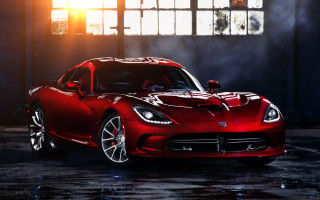 Red sports car garage sunlight - a garage free wallpaper